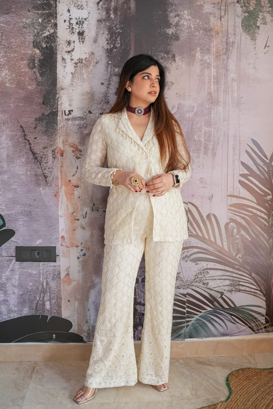 FISHLY STYLE OFF WHITE CO-ORD SET