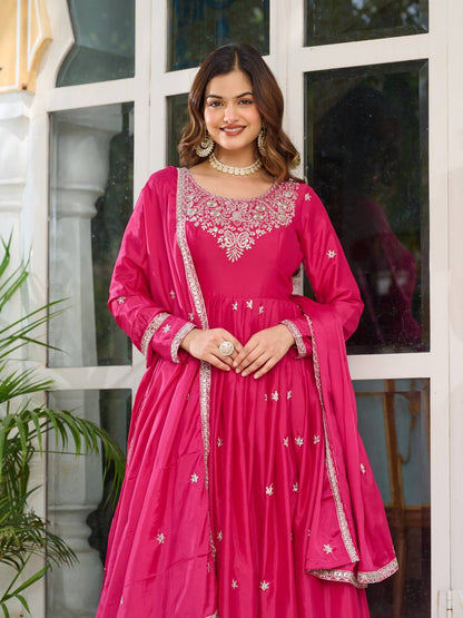 MAHARANI ANARKALI GOWN WITH EMBROIDERY WORK - SET OF 3