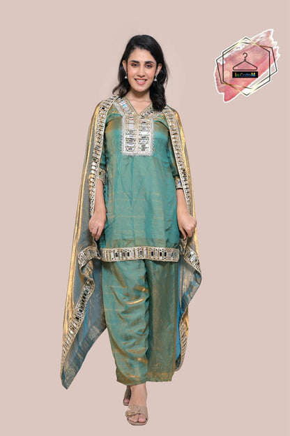 In.CottoM - FENDY SILK MIRROR WORK SHARARA SET