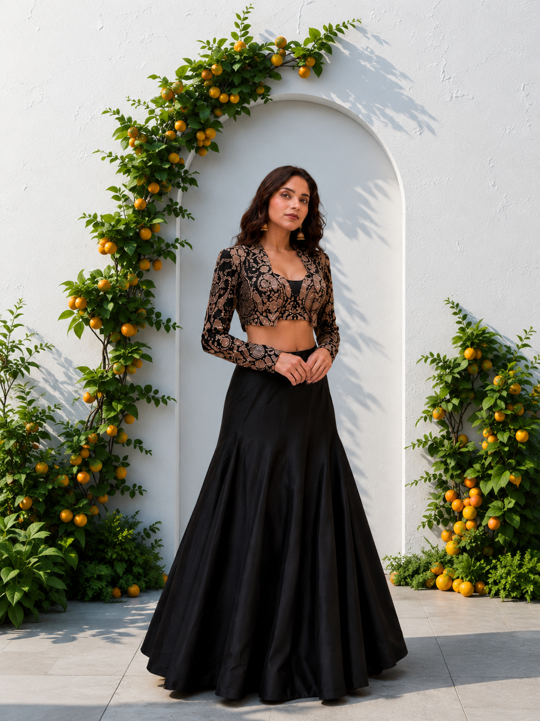 FISHLY STYLE BLACK ETHNIC WEAR LEHENGA- SET OF 3