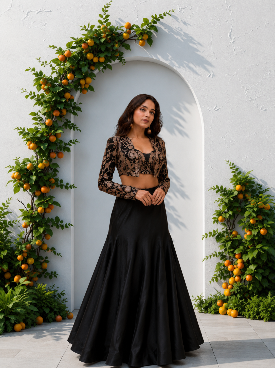 FISHLY STYLE BLACK ETHNIC WEAR LEHENGA- SET OF 3