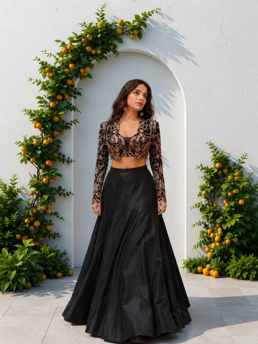 FISHLY STYLE BLACK ETHNIC WEAR LEHENGA- SET OF 3