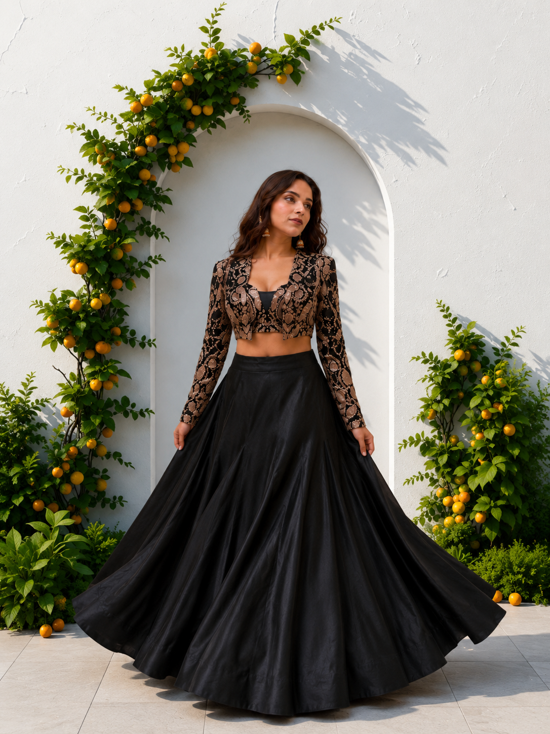 FISHLY STYLE BLACK ETHNIC WEAR LEHENGA- SET OF 3