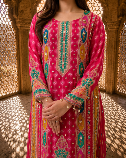 PINK SHANTI ANARKALI KODI  ROUND SET