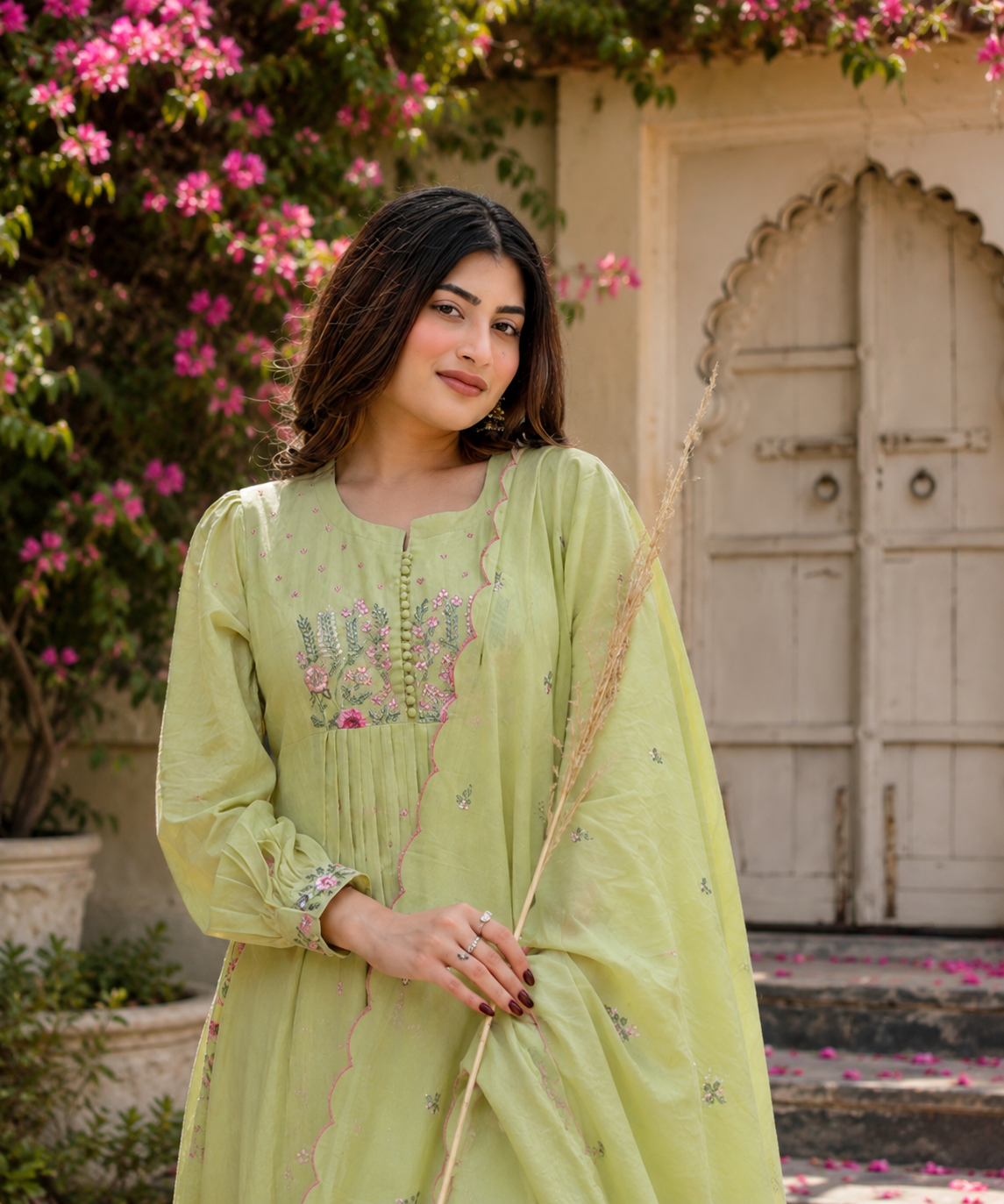 COTTON KURTA IN PISTA COLOUR