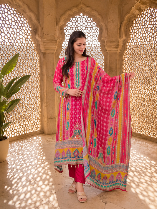PINK SHANTI ANARKALI KODI  ROUND SET