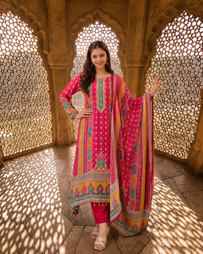 PINK SHANTI ANARKALI KODI  ROUND SET