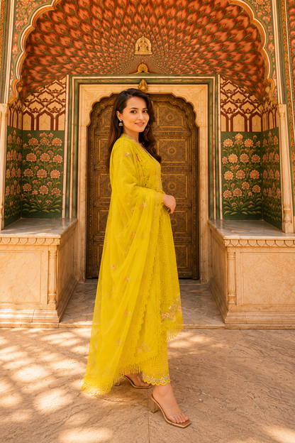 PURE COTTON PAKISTANI SCHIFFI CUTWORK SUIT SET  WITH EMBROIDERY WORK