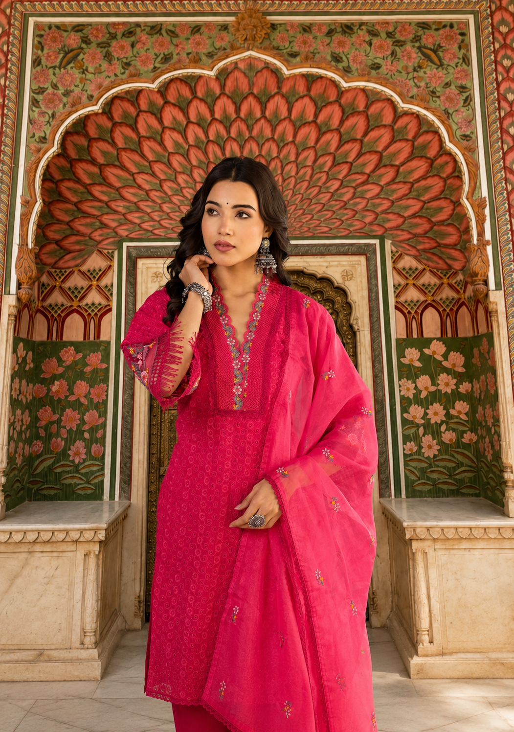 PURE COTTON PAKISTANI SCHIFFI CUTWORK SUIT SET  WITH EMBROIDERY WORK