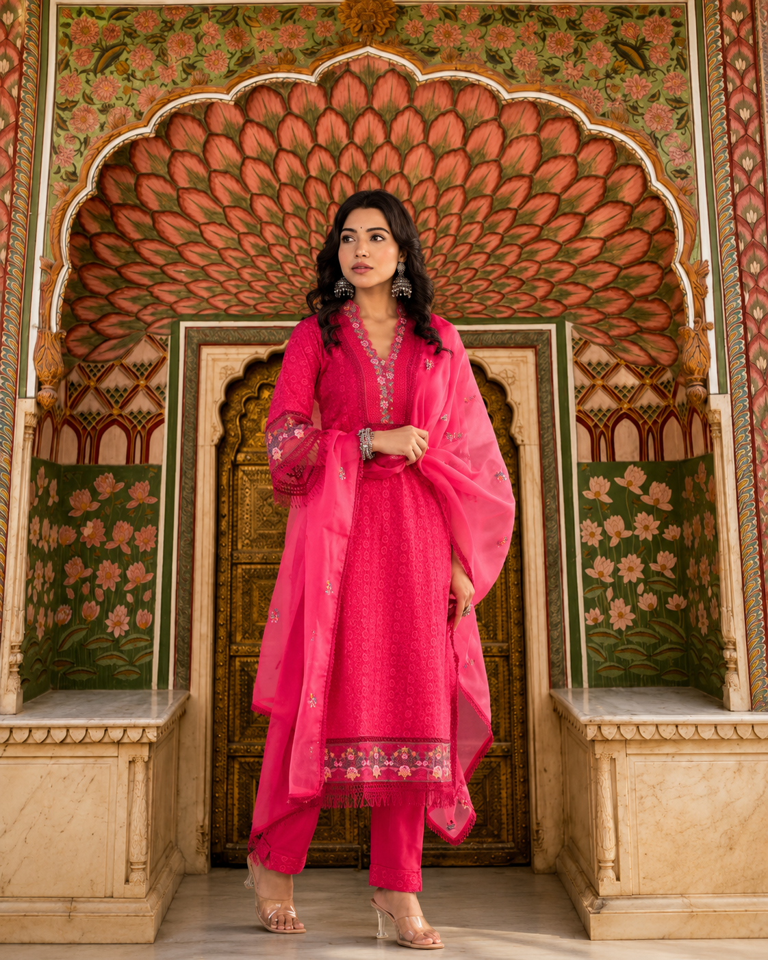 PURE COTTON PAKISTANI SCHIFFI CUTWORK SUIT SET  WITH EMBROIDERY WORK