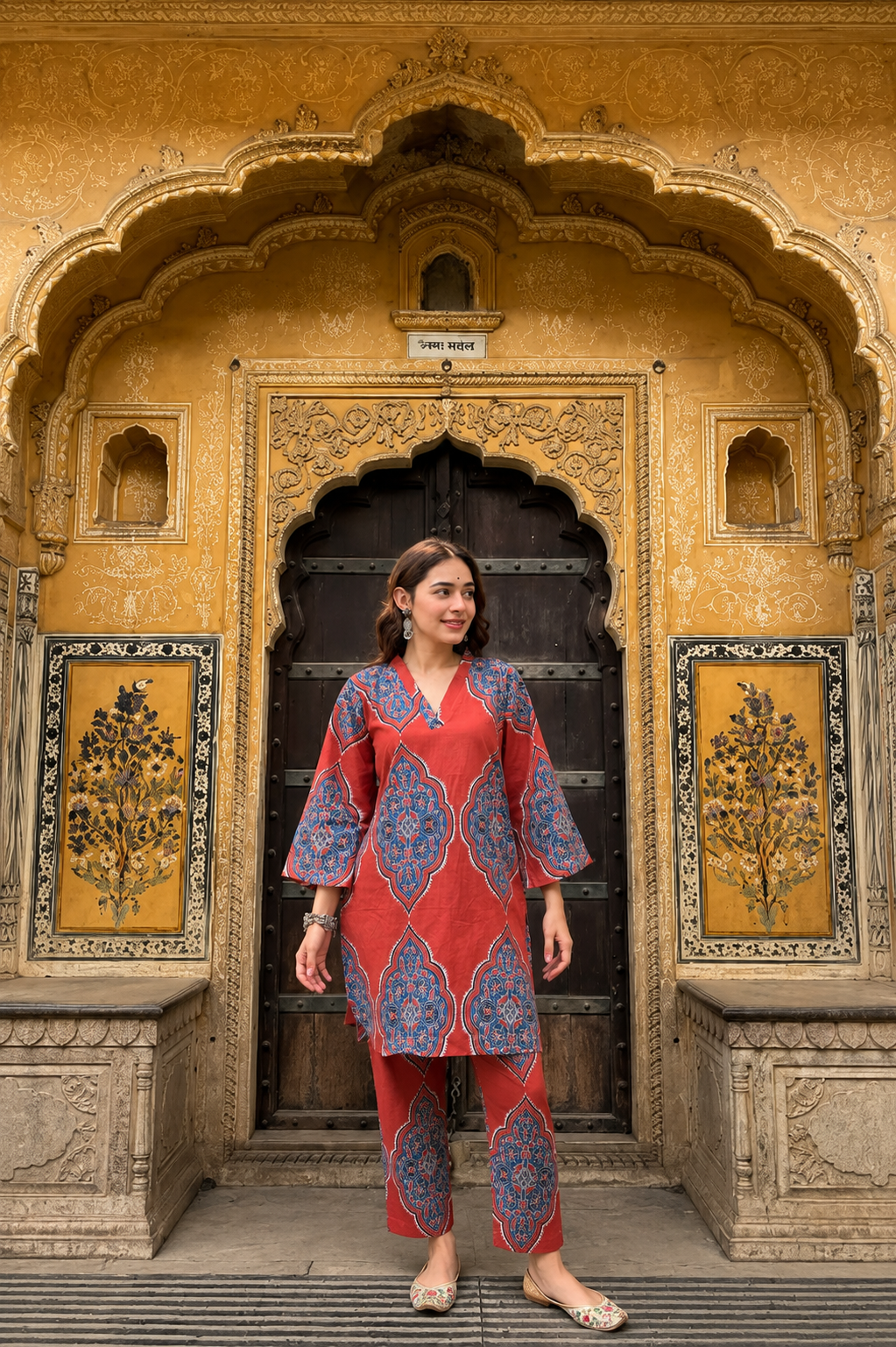 AZURE  RED CO-ORT SET