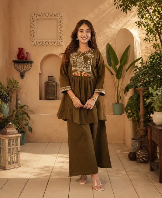 COTTON PREMIUM EMBROIDERY CO-ORD SET