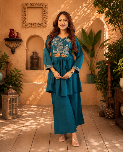 COTTON PREMIUM EMBROIDERY CO-ORD SET