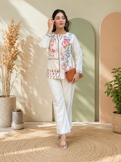 ELEGANT PEARL PREMIUM CO-ORD SET WITH EMBROIDERY WORK