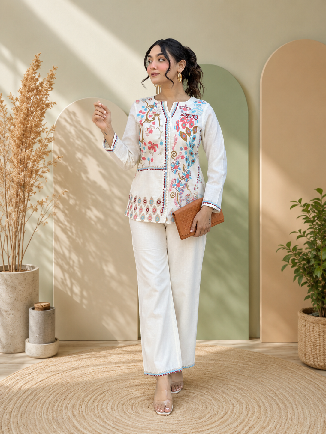 ELEGANT PEARL PREMIUM CO-ORD SET WITH EMBROIDERY WORK