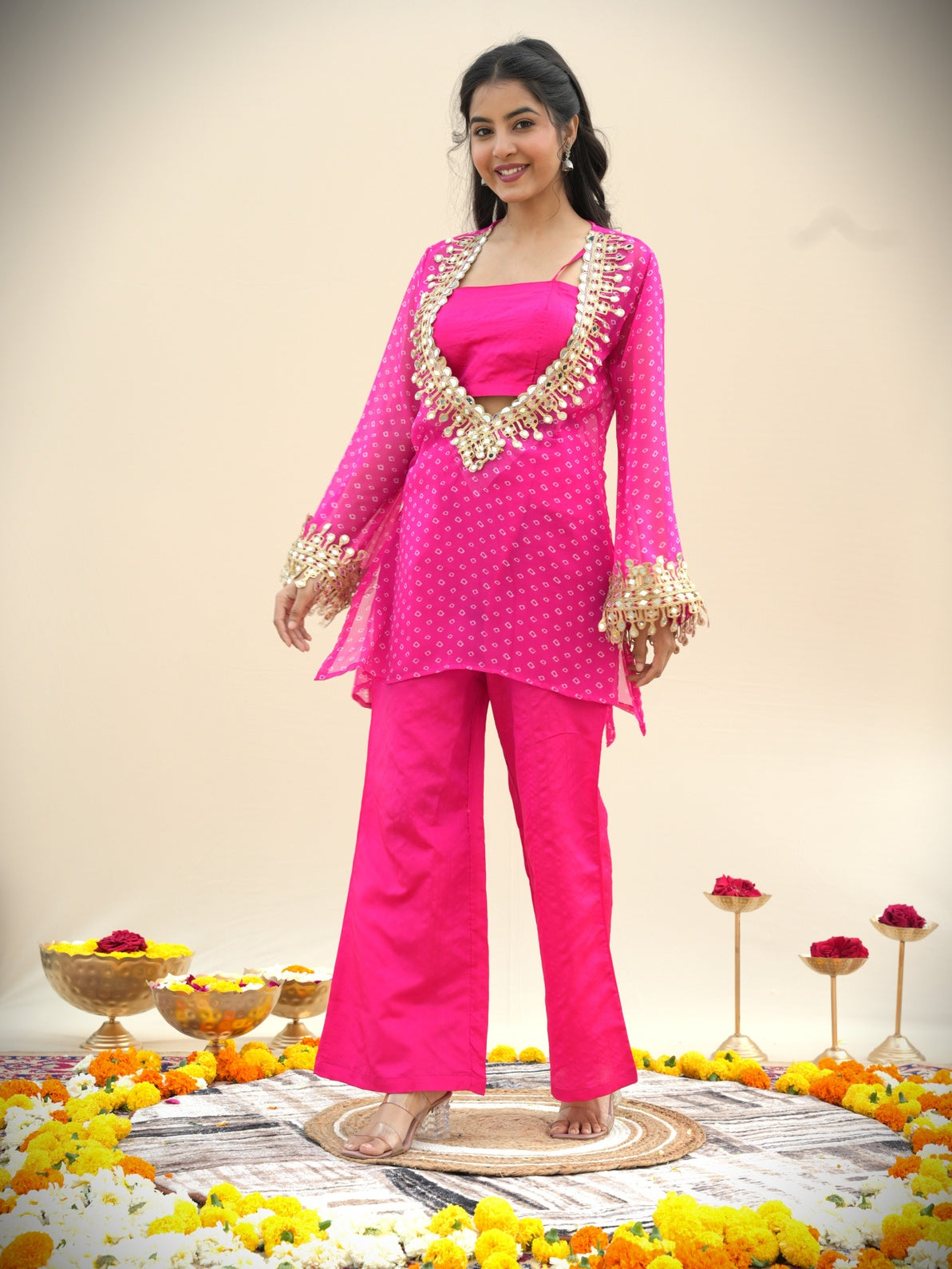 InCottoM PREMIUM - BANDHEJ MIRROR EMBROIDERED KURTA (4 Colors)