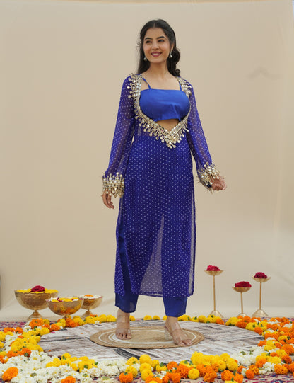 InCottoM PREMIUM - BANDHEJ MIRROR EMBROIDERED KURTA (4 Colors)