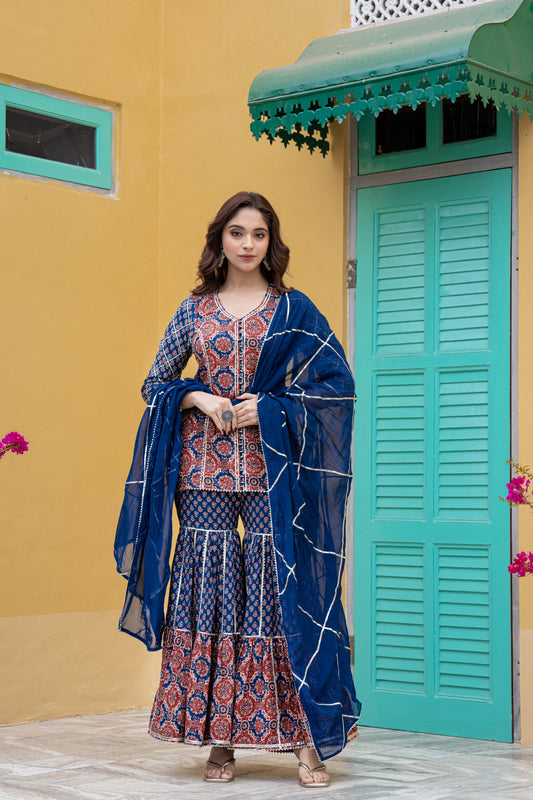 AFREEN KURTA SHARARA- SET OF 3