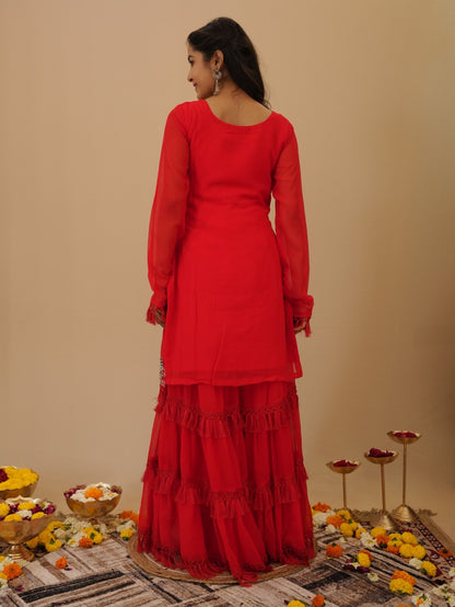 RED PREMIUM SHARARA SUIT SET