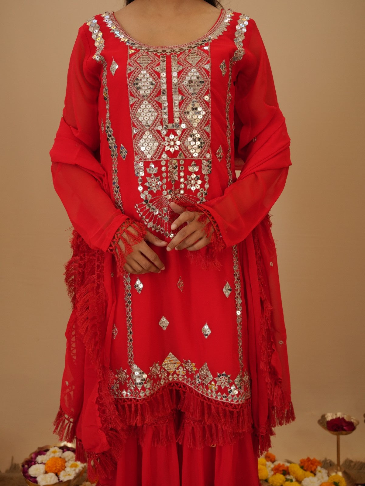 RED PREMIUM SHARARA SUIT SET