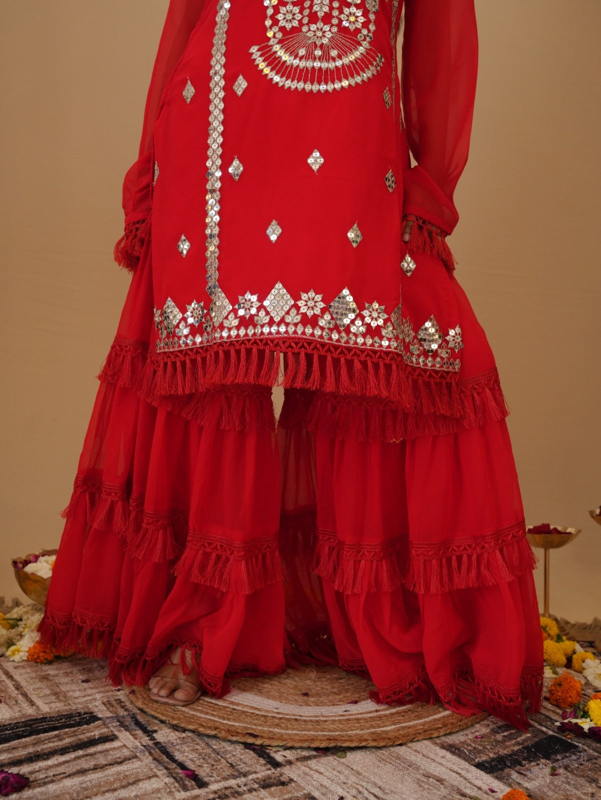 RED PREMIUM SHARARA SUIT SET