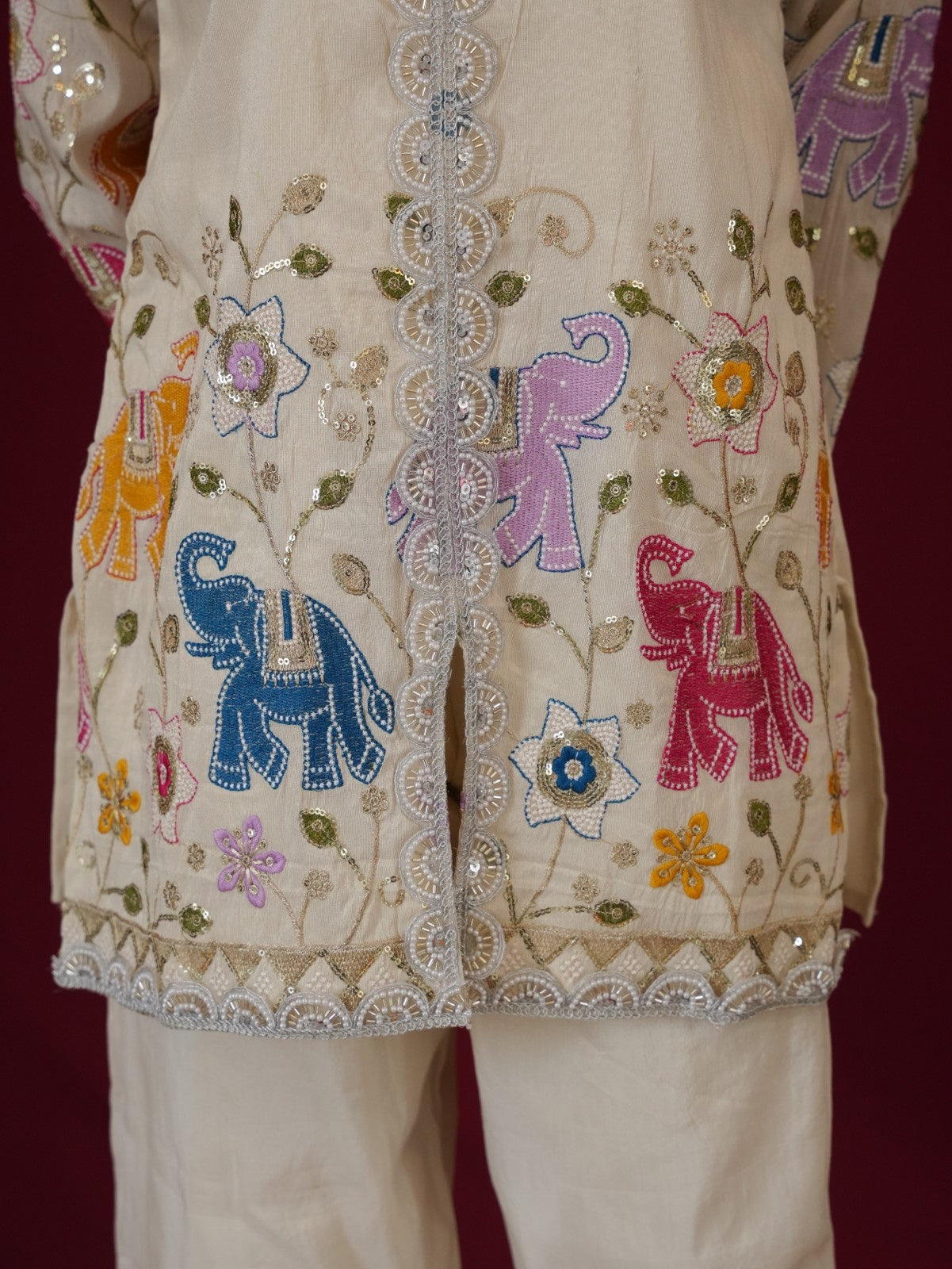 InCottoM -  OFF WHITE HEAVY EMBROIDERY CO-ORD SET