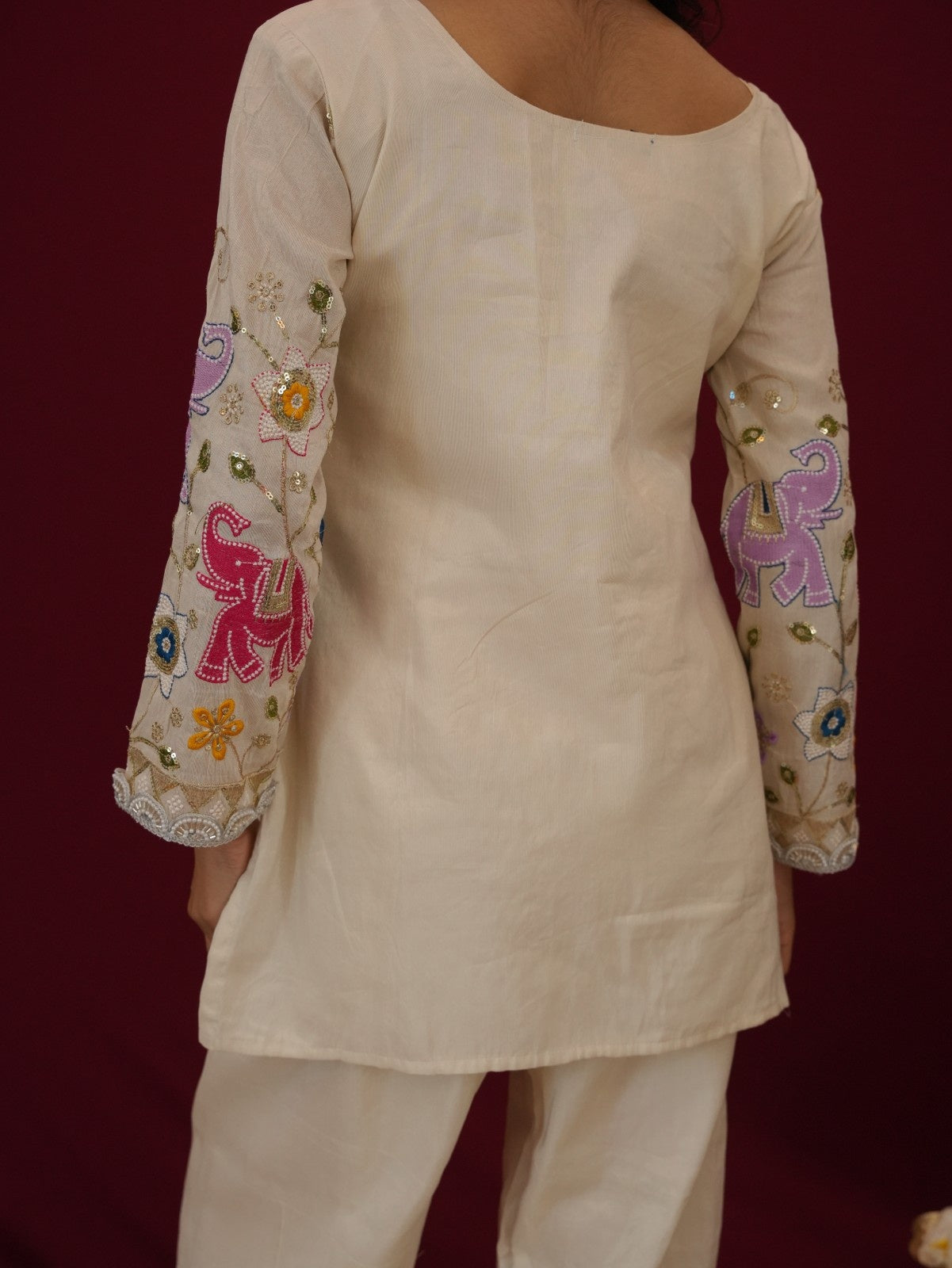 InCottoM -  OFF WHITE HEAVY EMBROIDERY CO-ORD SET