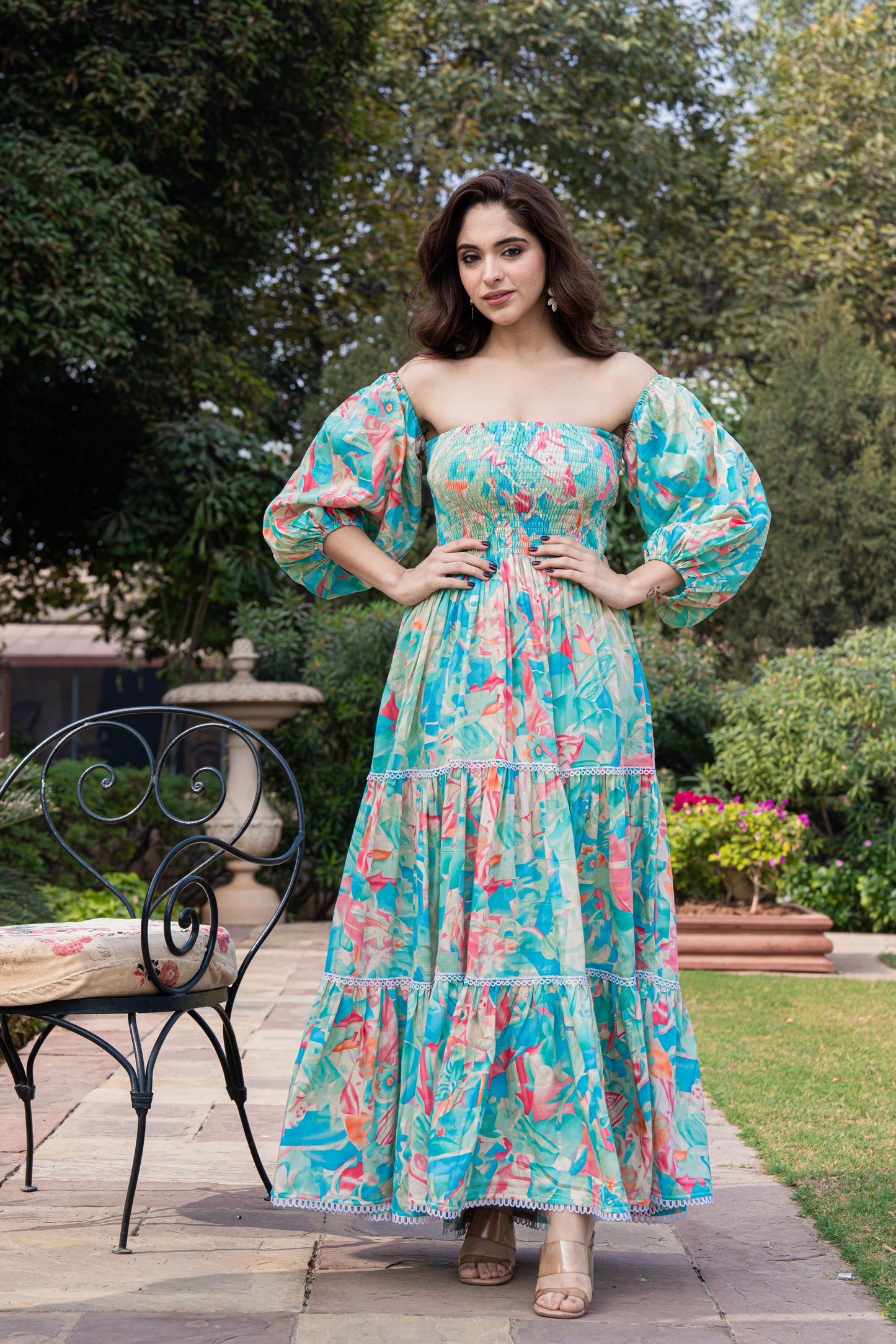 ELEGANT JAAM COTTON OFF-SHOULDER DRESS