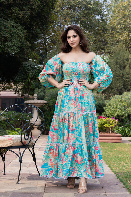 ELEGANT JAAM COTTON OFF-SHOULDER DRESS