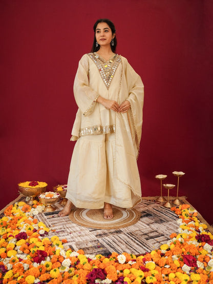 InCottoM - OFF WHITE -  SHEESHMAHAL SHARARA SET