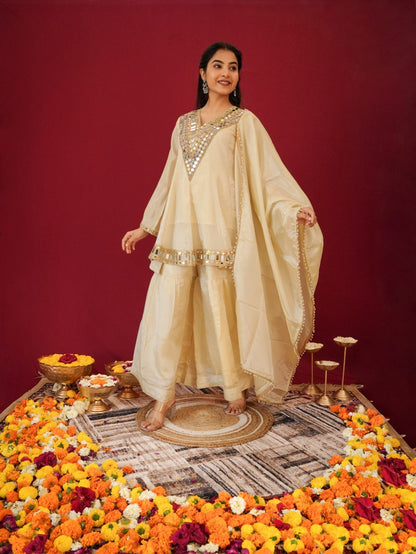 InCottoM - OFF WHITE -  SHEESHMAHAL SHARARA SET