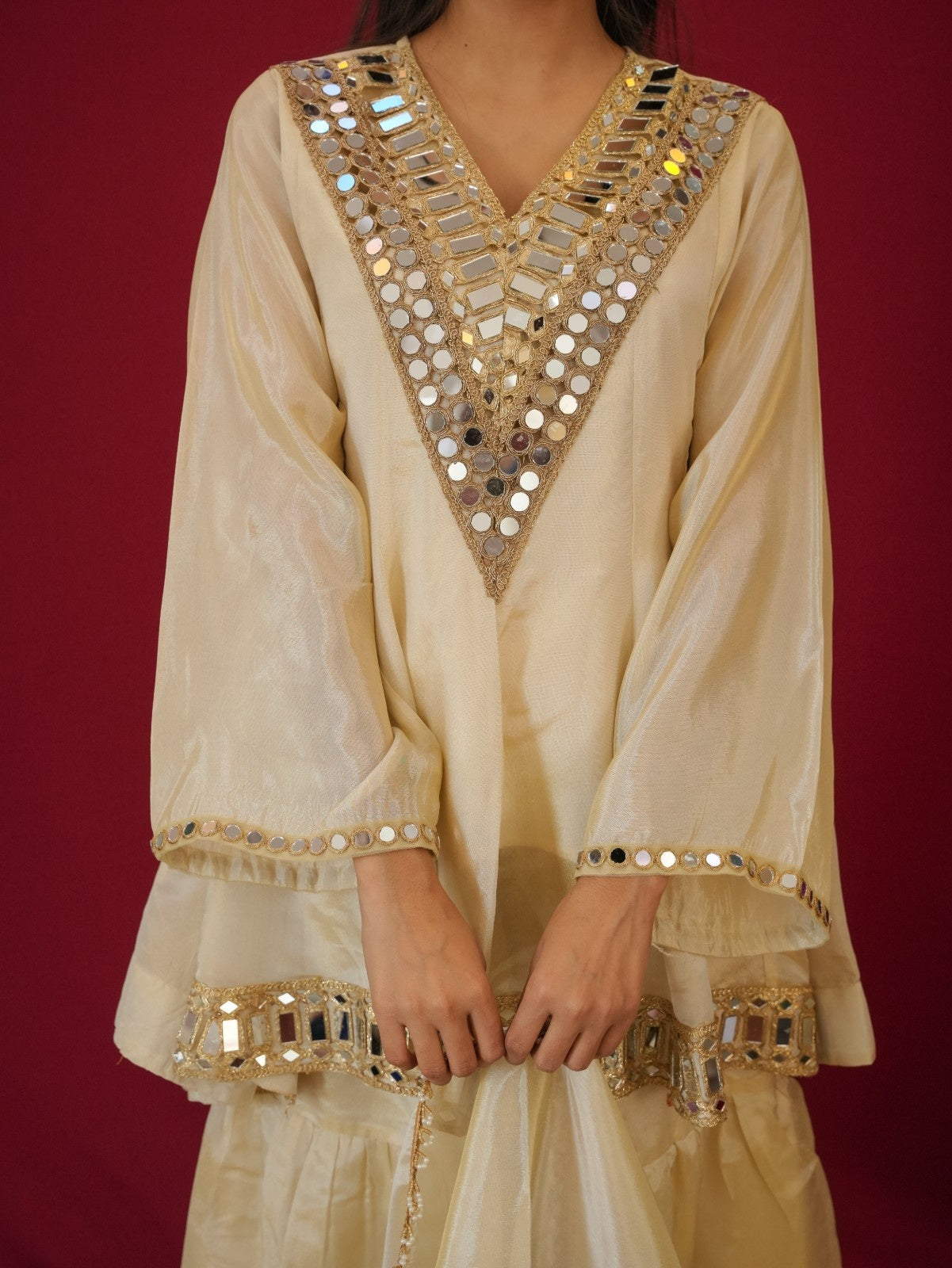 InCottoM - OFF WHITE -  SHEESHMAHAL SHARARA SET