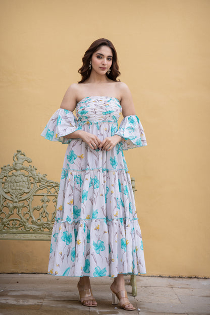 WHITEJELLY COTTON FLORAL PRINT DRESS
