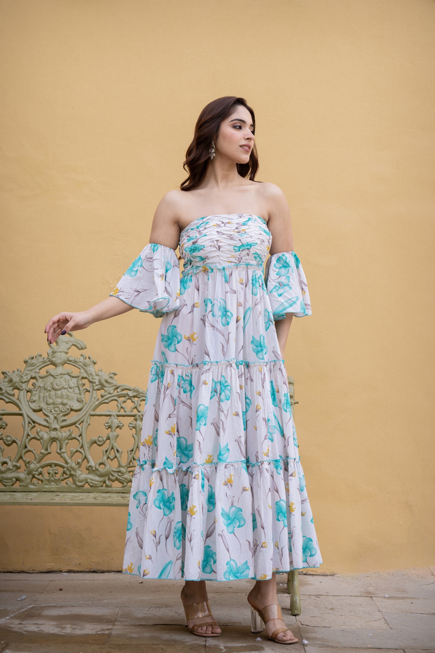 WHITEJELLY COTTON FLORAL PRINT DRESS