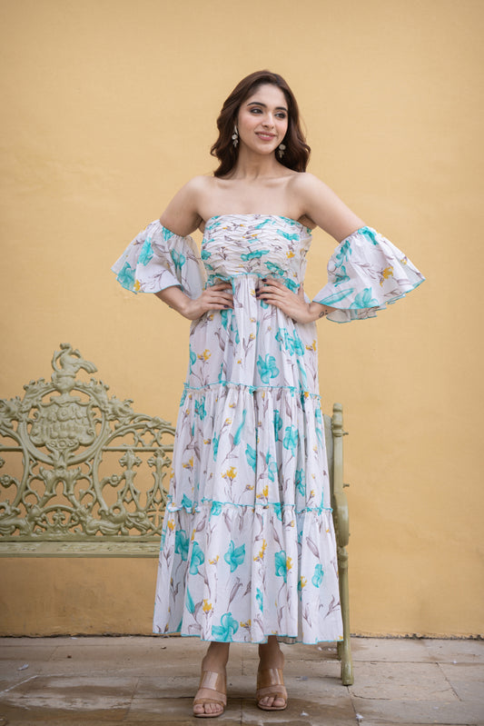 WHITEJELLY COTTON FLORAL PRINT DRESS