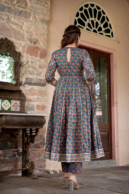 SIRIA AJRAKH COTTON ANARKALI SET