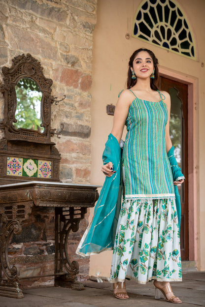 SEIA GREEN COTTON SHARARA- SET OF 3