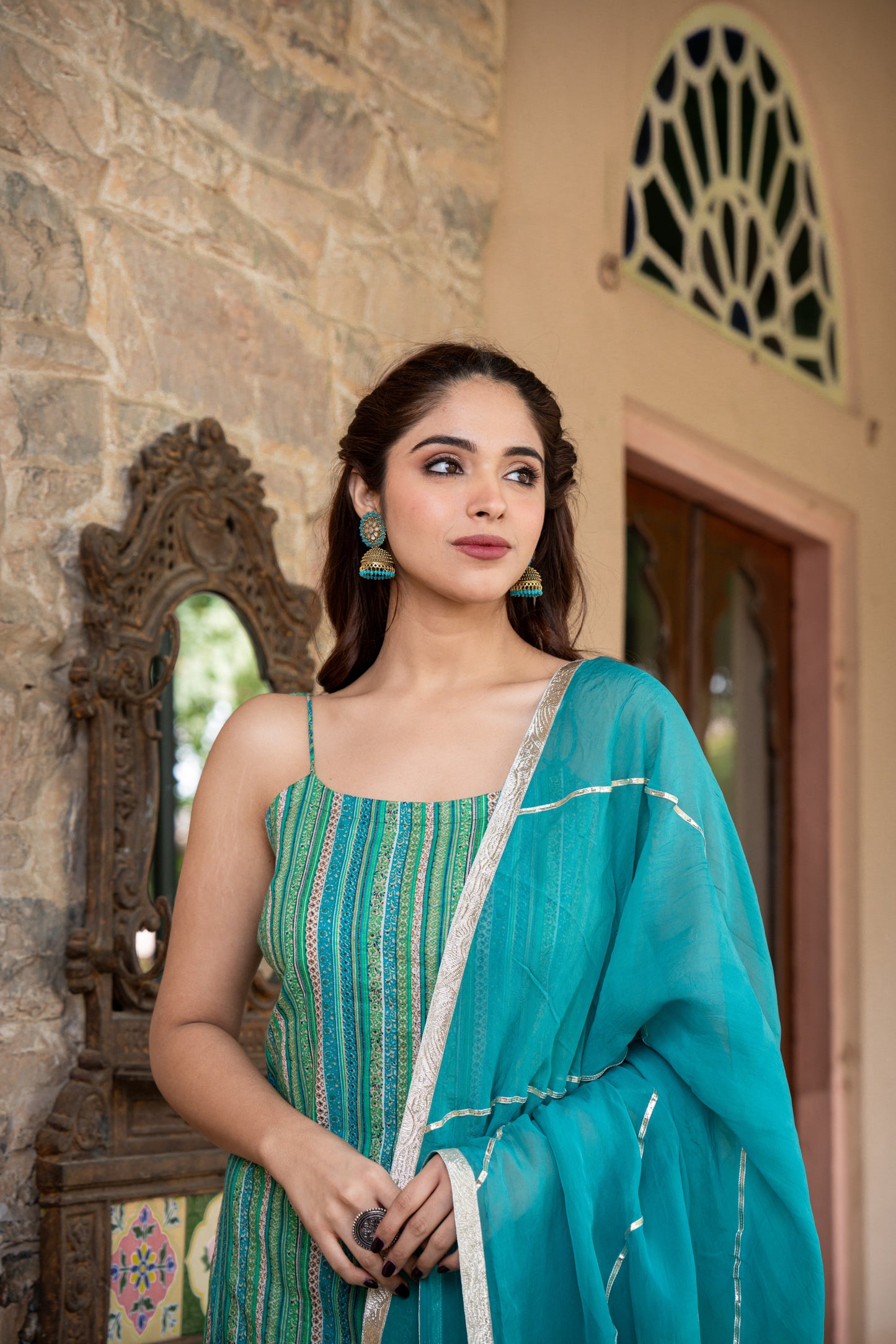 SEIA GREEN COTTON SHARARA- SET OF 3
