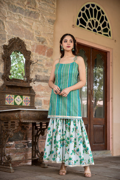 SEIA GREEN COTTON SHARARA- SET OF 3
