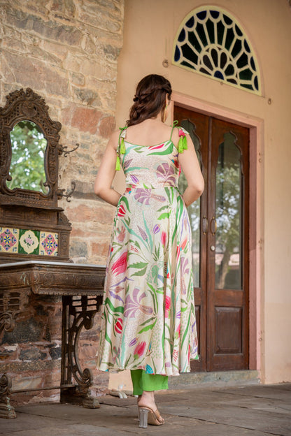 LEAFY PISTA GREEN ANARKALI SET