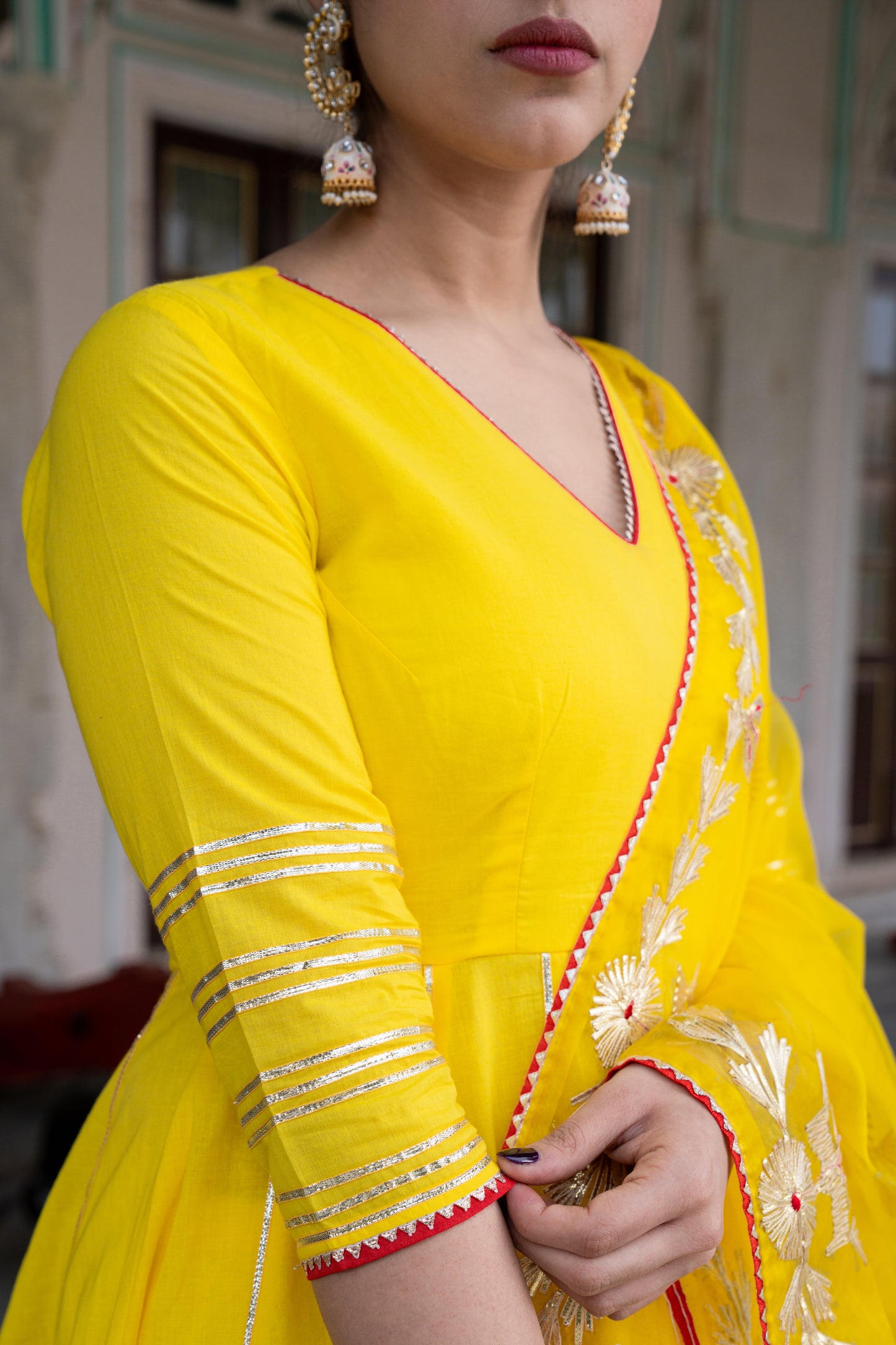 FISHLY BRIGHT YELLOW COTTON SHARARA- SET OF 3
