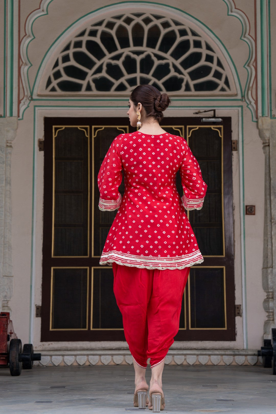 RUBY RED MUSLIN DHOTI KURTA SET