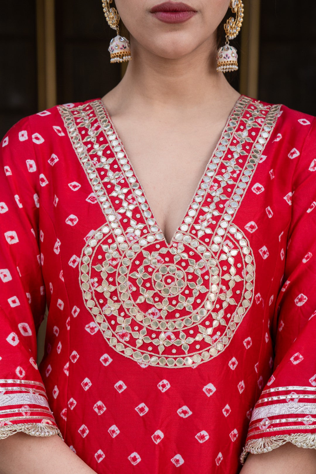 RUBY RED MUSLIN DHOTI KURTA SET