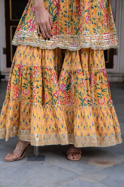 PARNIA HANDBLOCK COTTON SHARARA- SET OF 3
