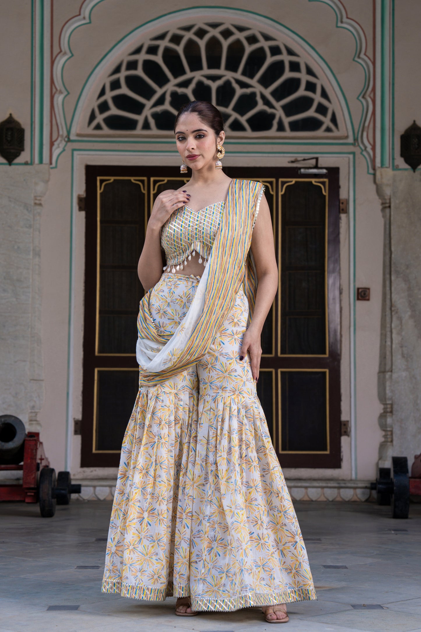 YELLOWISS DRAPE SAREE- SET OF 2