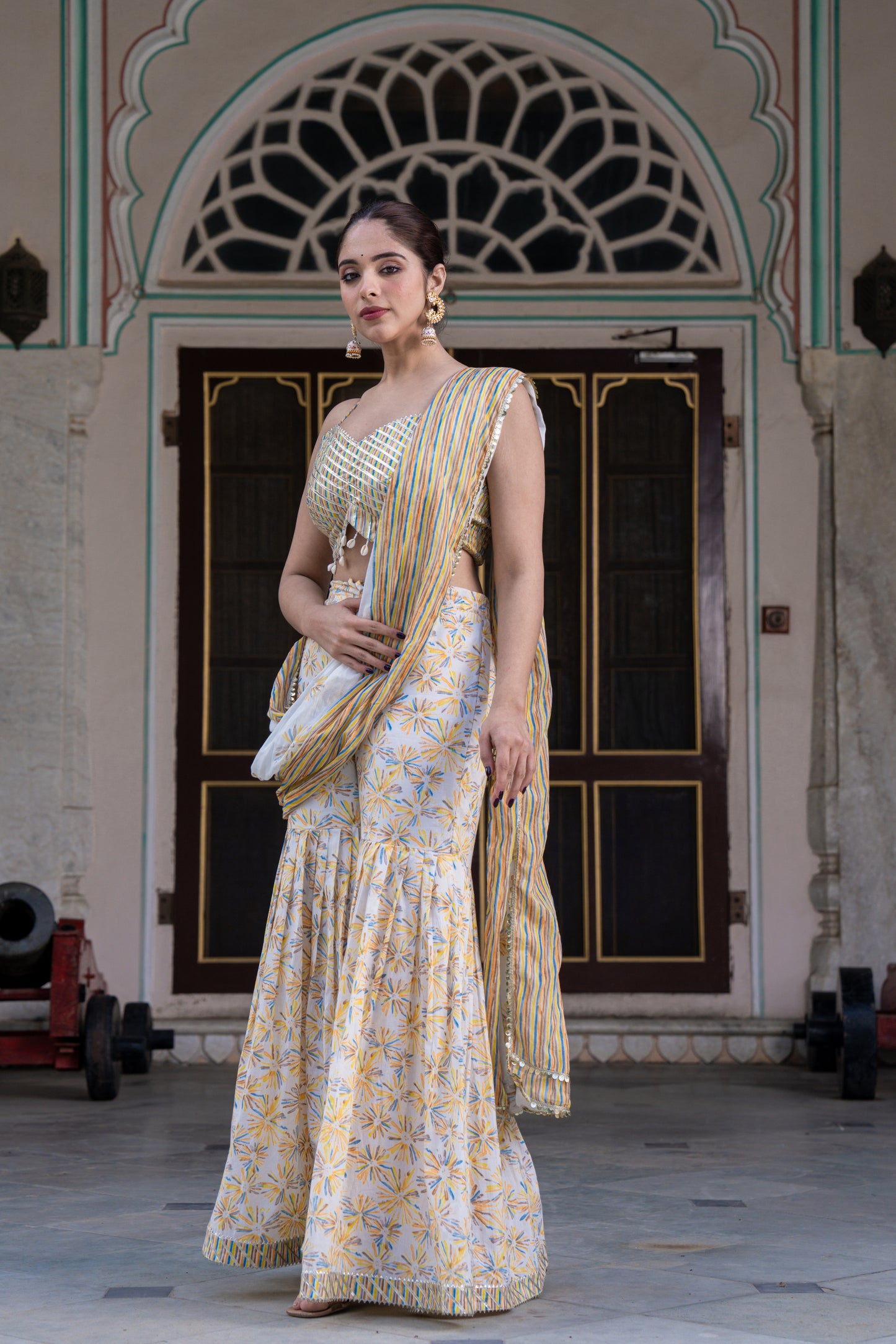 YELLOWISS DRAPE SAREE- SET OF 2