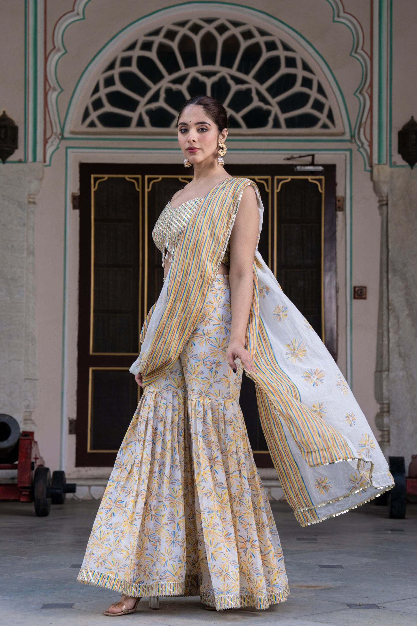YELLOWISS DRAPE SAREE- SET OF 2