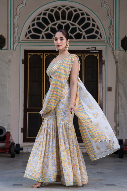 YELLOWISS DRAPE SAREE- SET OF 2
