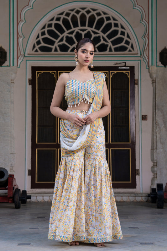 YELLOWISS DRAPE SAREE- SET OF 2