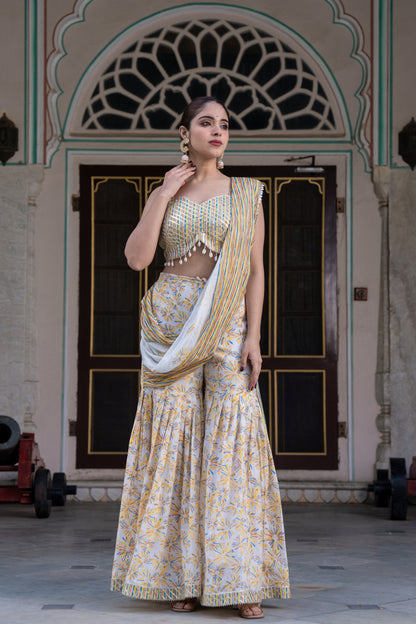 YELLOWISS DRAPE SAREE- SET OF 2